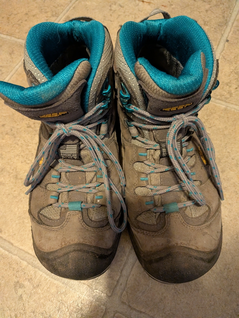 Keen Gray Hiking Boots with Teal Accents